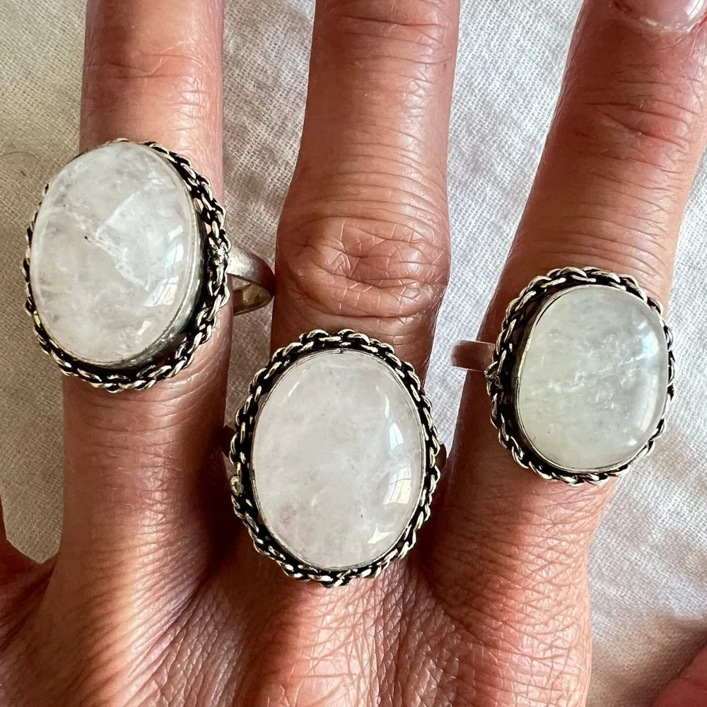 925 POWER STONE Clear Quartz Ring Sz 11